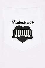 Carhartt WIP Short Sleeve Heart Train Pocket T-Shirt in White, view 3, click to view large image.