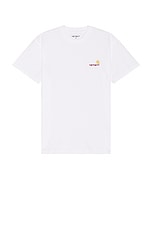 Carhartt WIP Short Sleeve American Script T-Shirt in White, view 1, click to view large image.