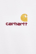 Carhartt WIP Short Sleeve American Script T-Shirt in White, view 3, click to view large image.