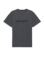 Carhartt WIP Short Sleeve Duster T-shirt in Black Garment Dyed, view 1, click to view large image.