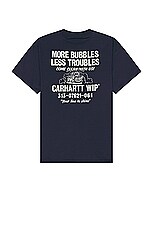 Carhartt WIP Short Sleeve Less Troubles T-shirt in Blue Wax, view 1, click to view large image.