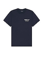 Carhartt WIP Short Sleeve Less Troubles T-shirt in Blue Wax, view 2, click to view large image.