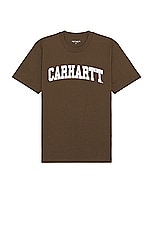 Carhartt WIP Short Sleeve University T-shirt in Lumber White, view 1, click to view large image.