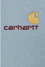 Carhartt WIP Short Sleeve American Script T-shirt in Frosted Blue, view 3, click to view large image.