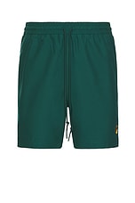 Carhartt WIP Chase Swim Trunks in Chervil & Gold, view 1, click to view large image.