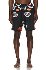 Carhartt WIP Slater Swim Trunks in Isis Maria Dinner Print & Black, view 3, click to view large image.