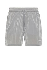 Carhartt WIP Tobes Swim Trunks in Sonic Silver & White, view 1, click to view large image.
