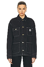 Carhartt WIP OG Michigan Coat in Black Stone Washed, view 2, click to view large image.