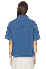 Carhartt WIP Short Sleeve Lovilia Shirt in Blue Heavy Stone Wash, view 3, click to view large image.