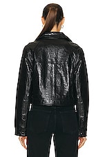 Citizens of Humanity Belle Leather Jacket in Shiny Cracked Black Leather, view 4, click to view large image.