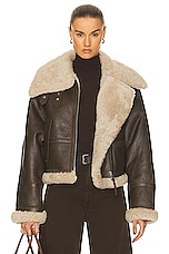 Citizens of Humanity Liv Shearling Jacket in Mocha Brown Napa, view 1, click to view large image.