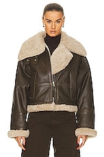 Citizens of Humanity Liv Shearling Jacket in Mocha Brown Napa, view 2, click to view large image.