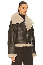 Citizens of Humanity Liv Shearling Jacket in Mocha Brown Napa, view 3, click to view large image.