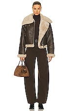 Citizens of Humanity Liv Shearling Jacket in Mocha Brown Napa, view 6, click to view large image.