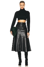 Citizens of Humanity Aria Seamed Leather Skirt in Black, view 4, click to view large image.