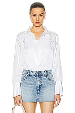 Citizens of Humanity Dree Embroidered Shirt in Optic White, view 1, click to view large image.