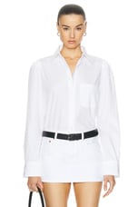 Citizens of Humanity Nia Crop Shirt in Optic White, view 1, click to view large image.