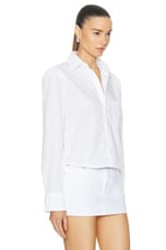 Citizens of Humanity Nia Crop Shirt in Optic White, view 2, click to view large image.