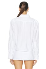 Citizens of Humanity Nia Crop Shirt in Optic White, view 3, click to view large image.