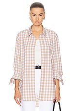 Citizens of Humanity Kayla Shirt in Khaki Gingham, view 1, click to view large image.