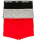 Calvin Klein Underwear Calvin Klein Low Rise Trunk 3 Piece Set in Black, Convoy, & Red Gala, view 2, click to view large image.