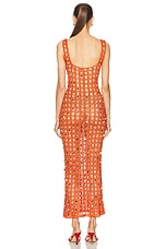Calle Del Mar Square Neck Crochet Dress in Tomato, view 3, click to view large image.