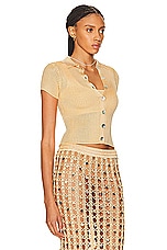 Calle Del Mar Ribbed Short Sleeve Cardigan in Peach, view 2, click to view large image.