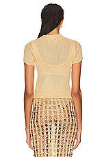 Calle Del Mar Ribbed Short Sleeve Cardigan in Peach, view 3, click to view large image.