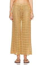 Calle Del Mar Crochet Patchwork Pant in Camel, view 1, click to view large image.