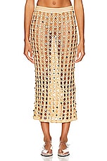 Calle Del Mar Crochet Embellished Skirt in Peach, view 1, click to view large image.
