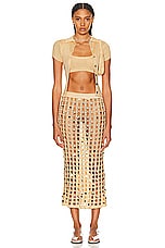 Calle Del Mar Crochet Embellished Skirt in Peach, view 4, click to view large image.
