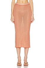 Calle Del Mar Ribbed Skirt in Tomato Stripe, view 1, click to view large image.