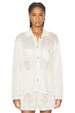 Calle Del Mar Dinner Party Long Sleeve Shirt in Summer Sky & Natural, view 2, click to view large image.