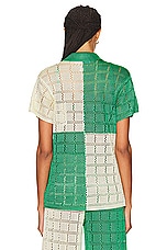 Calle Del Mar Crochet Short Sleeve Patchwork Shirt in Dandelion & Jasmine, view 3, click to view large image.