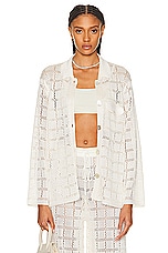 Calle Del Mar Crochet Long Sleeve Patchwork Shirt in Natural, view 1, click to view large image.
