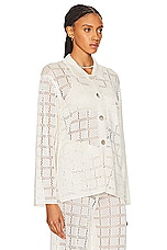 Calle Del Mar Crochet Long Sleeve Patchwork Shirt in Natural, view 2, click to view large image.