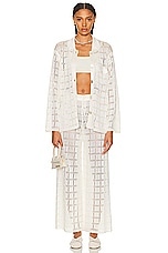 Calle Del Mar Crochet Long Sleeve Patchwork Shirt in Natural, view 4, click to view large image.