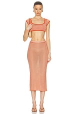 Calle Del Mar Lycra Cap Sleeve Crop Top in Tomato Stripe, view 4, click to view large image.