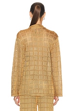 Calle Del Mar Crochet Long Sleeve Patchwork Shirt in Camel, view 4, click to view large image.