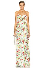 CAROLINE CONSTAS Kaia Gown in Yellow Red Blanc Floral, view 1, click to view large image.