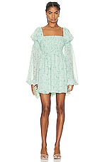 CAROLINE CONSTAS Kinsley Mini Dress in Mint Blossom, view 1, click to view large image.