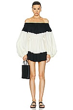 CAROLINE CONSTAS Marley Dress in Black & Off White, view 1, click to view large image.