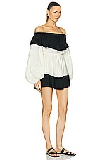 CAROLINE CONSTAS Marley Dress in Black & Off White, view 2, click to view large image.