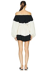 CAROLINE CONSTAS Marley Dress in Black & Off White, view 3, click to view large image.