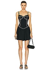 CAROLINE CONSTAS Orella Mini Dress in Black & Off White, view 1, click to view large image.