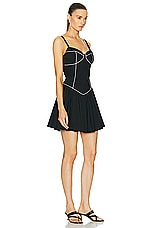 CAROLINE CONSTAS Orella Mini Dress in Black & Off White, view 2, click to view large image.