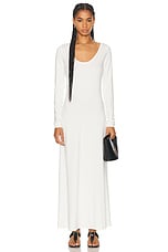 CAROLINE CONSTAS Aliyah Scoop Back Long Sleeve Midi Dress in Alabaster, view 2, click to view large image.