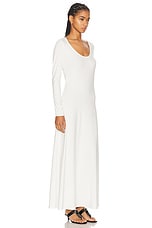 CAROLINE CONSTAS Aliyah Scoop Back Long Sleeve Midi Dress in Alabaster, view 3, click to view large image.
