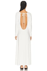 CAROLINE CONSTAS Aliyah Scoop Back Long Sleeve Midi Dress in Alabaster, view 4, click to view large image.
