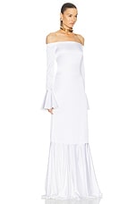 CAROLINE CONSTAS Zarina Off Shoulder Trumpet Gown in Alabaster, view 2, click to view large image.